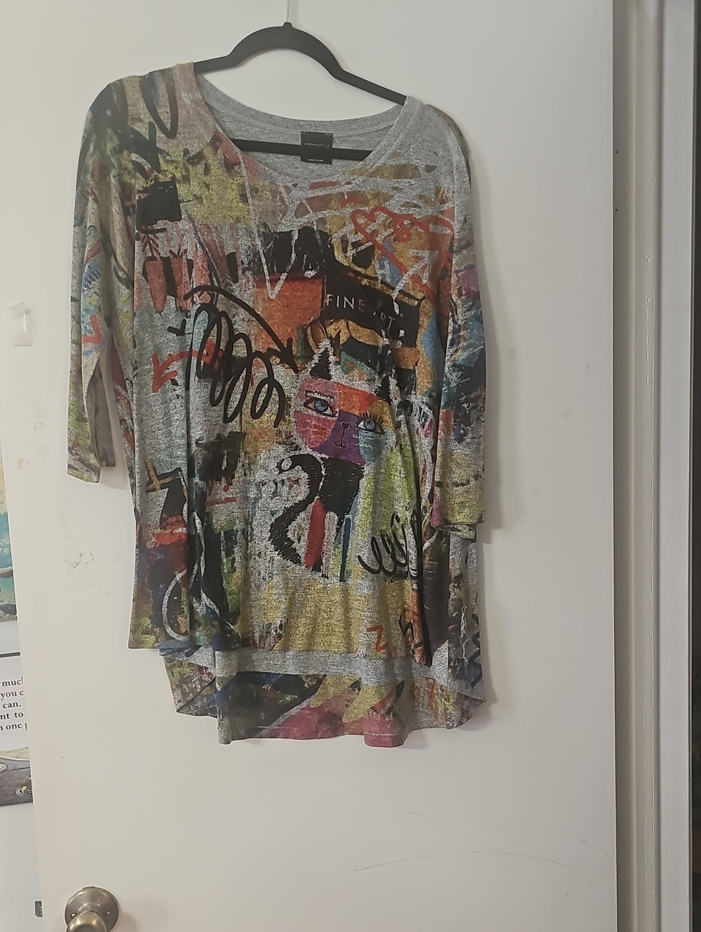 Abstract Inoah Cat Multicolor Scoop-Neck Tunic Top